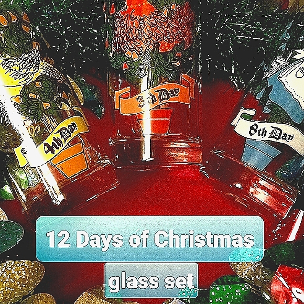 🎄Set of 12 days of Christmas glasses